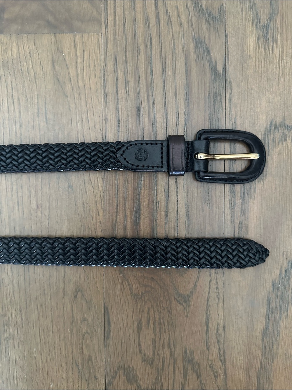 Brooks Brothers Narrow Braided Woven Glossy Leather Belt in Black Size Medium